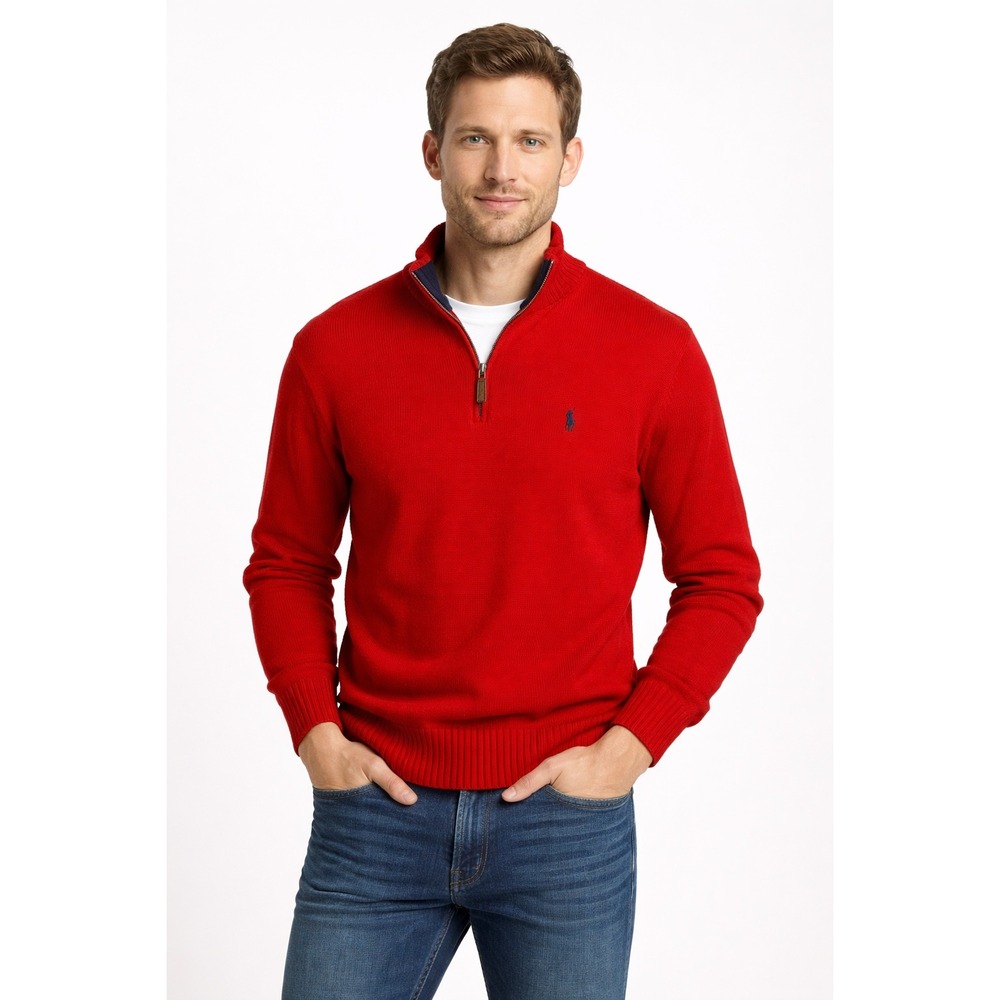 Polo by Ralph Lauren Red Zip Up Sweater